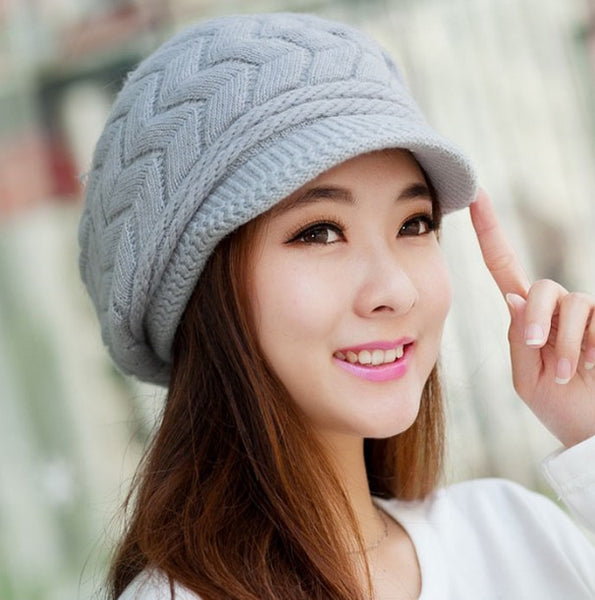 Beanies Knitted Hats Rabbit Fur Cap